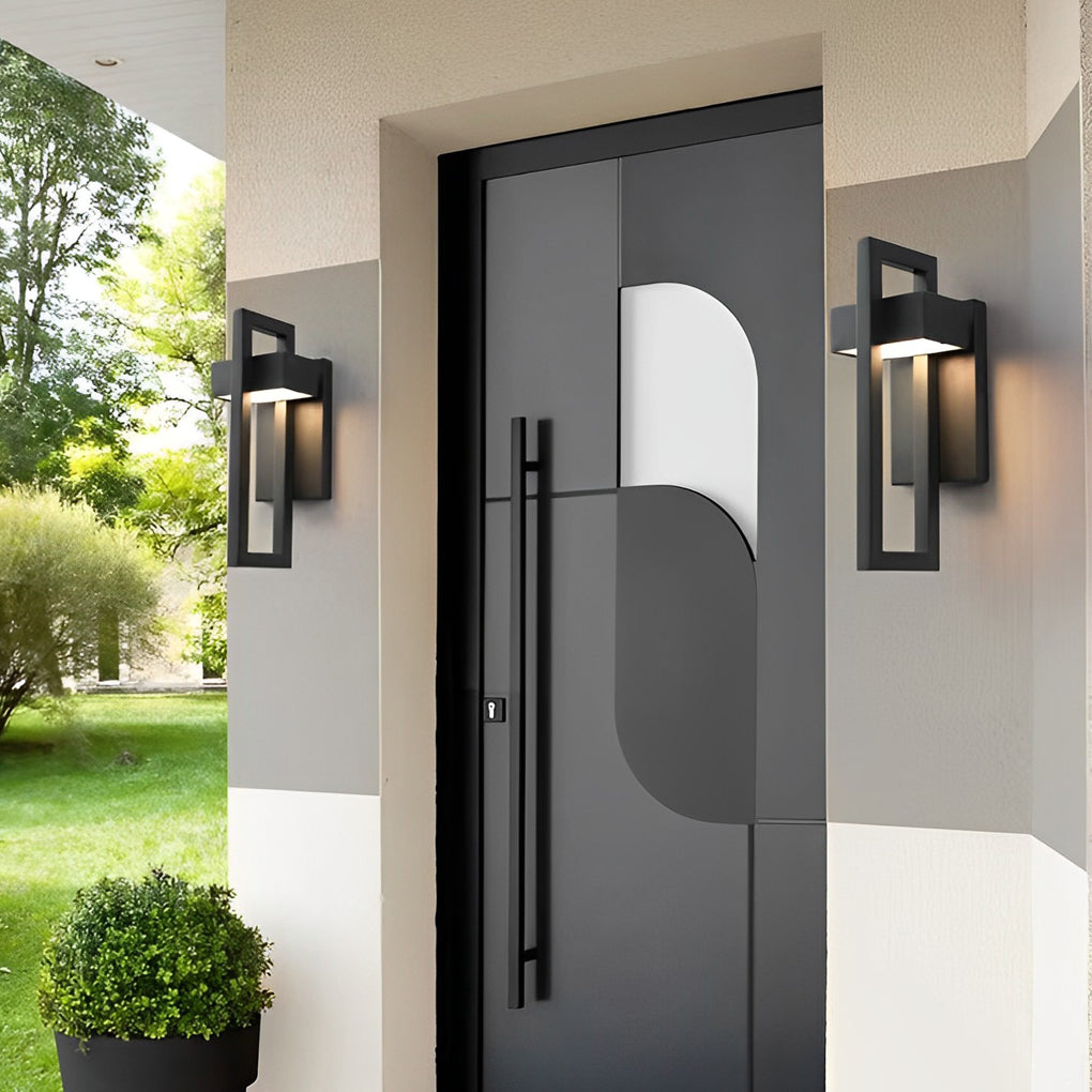 Black Outdoor Wall Sconce, Modern Rectangular Stainless Steel LED Light for Doorways, Gardens and Corridors, IP65 Rated