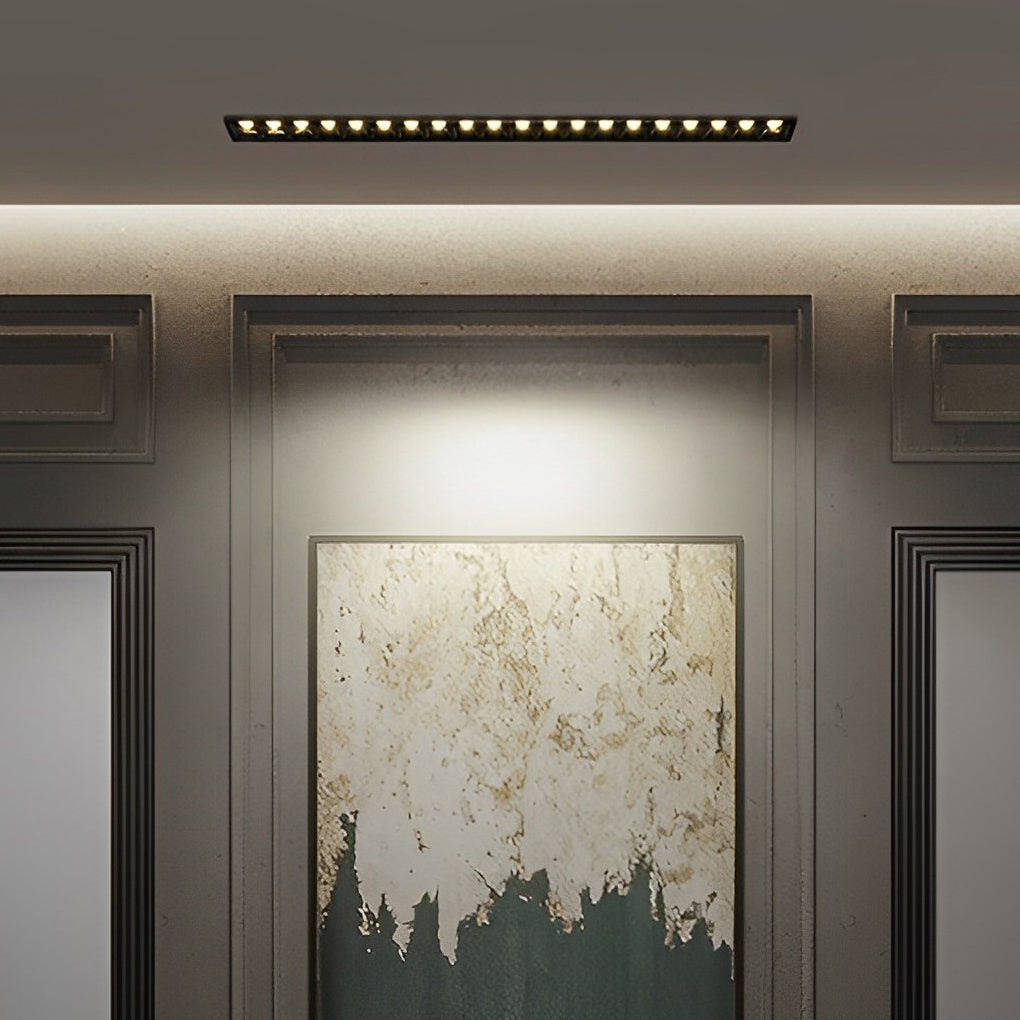 LED Linear Recessed Downlight, Borderless Aluminum Embedded Spot Ceiling Light for Minimalist Interiors, Frameless Trim
