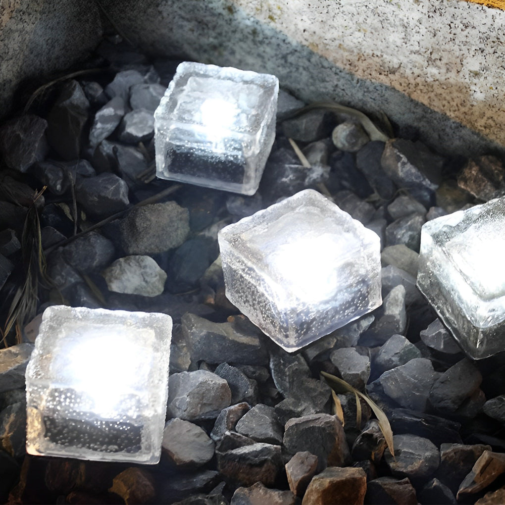 Solar Ice Cube Lights, Crystal-Look Outdoor Step and Path Lights for Decks, Gardens and Pool Surrounds, Sets of 4 to 30