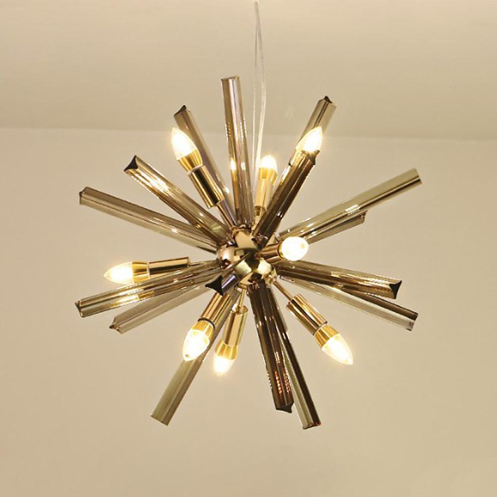 Metal nine-light starburst island pendant, third product view