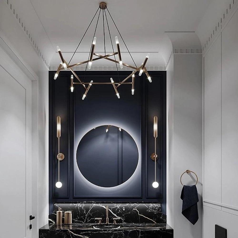 Black metal acrylic sputnik chandelier, second product view
