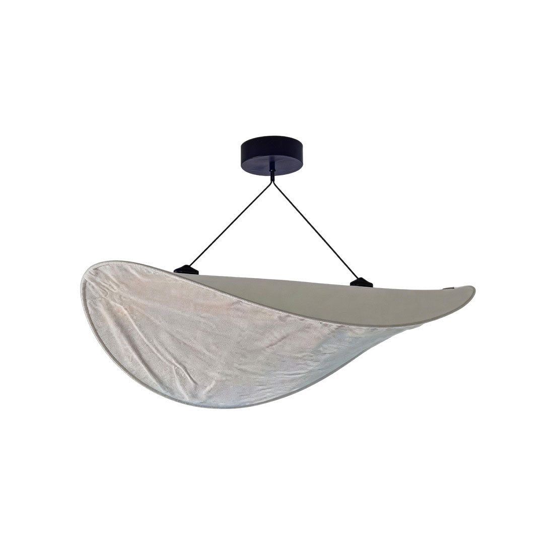 Oversized Chandelier, White Silk and Metal Ceiling Light for Living Room, Adjustable 70.9-Inch Cord