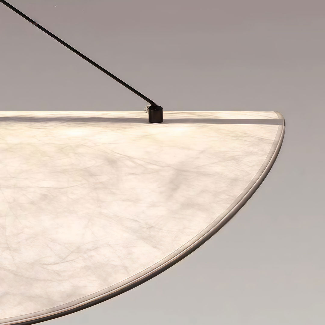 Oversized Chandelier, White Silk and Metal Ceiling Light for Living Room, Adjustable 70.9-Inch Cord