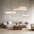 Oversized Chandelier, White Silk and Metal Ceiling Light for Living Room, Adjustable 70.9-Inch Cord