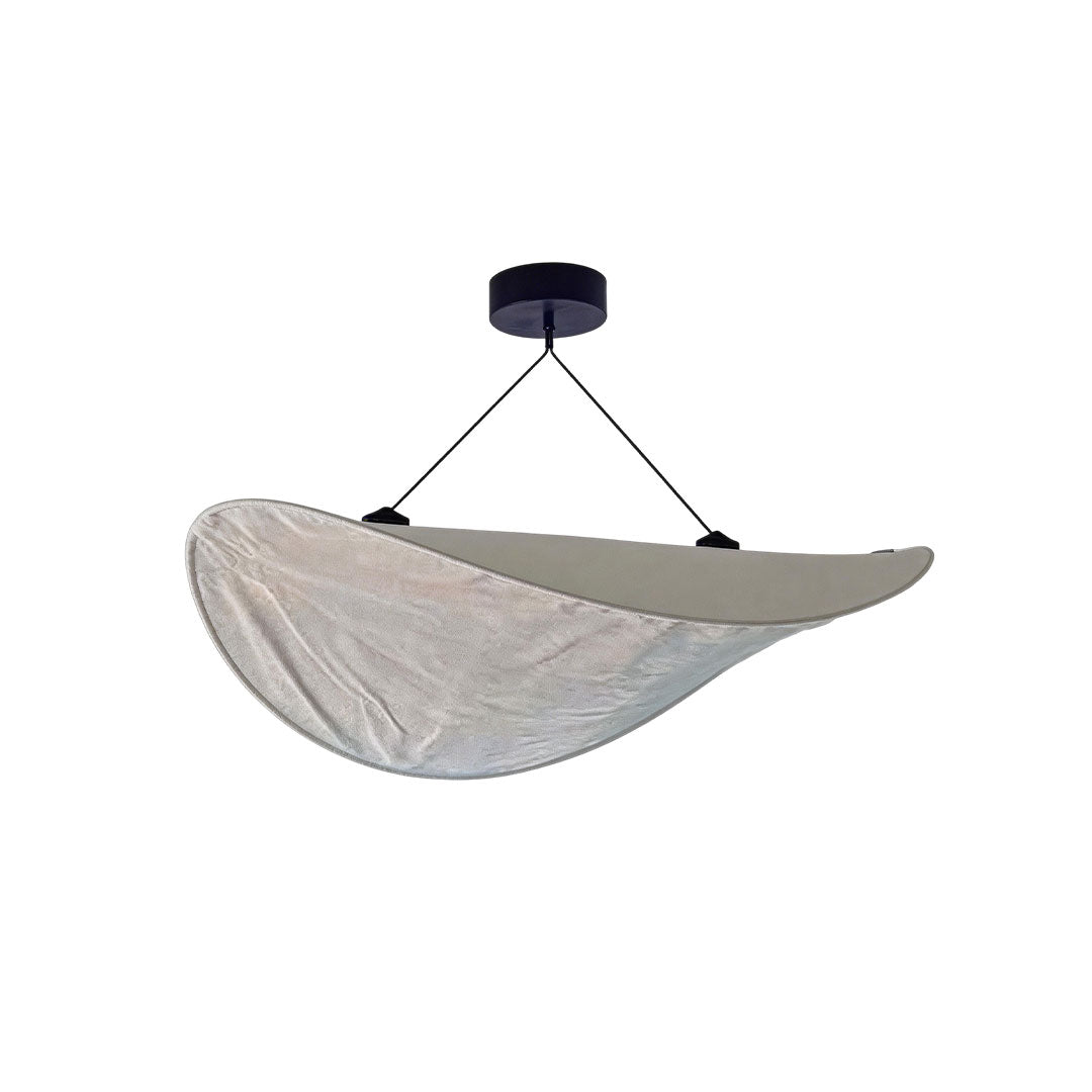 Oversized Chandelier, White Silk and Metal Ceiling Light for Living Room, Adjustable 70.9-Inch Cord