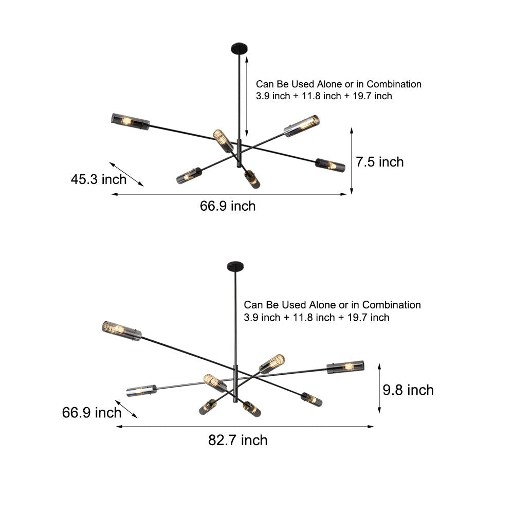 Copper linear sputnik chandelier, seventh product view