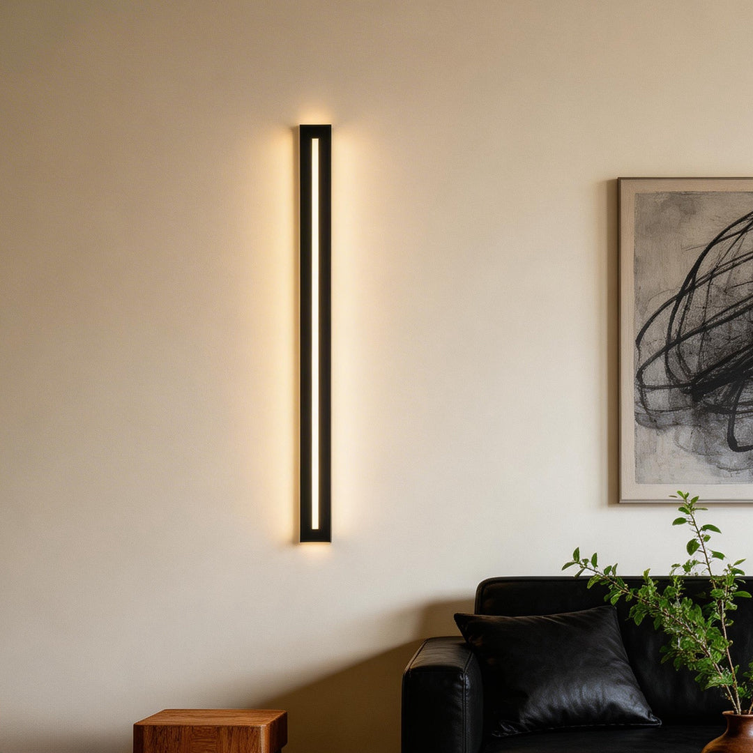Long LED Wall Sconce, Minimalist Black or Gold Linear Iron Light for Hallway and Bedroom, Tri-Color Dimming in Four Lengths