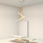Iron linear chandelier in a minimal contemporary hallway