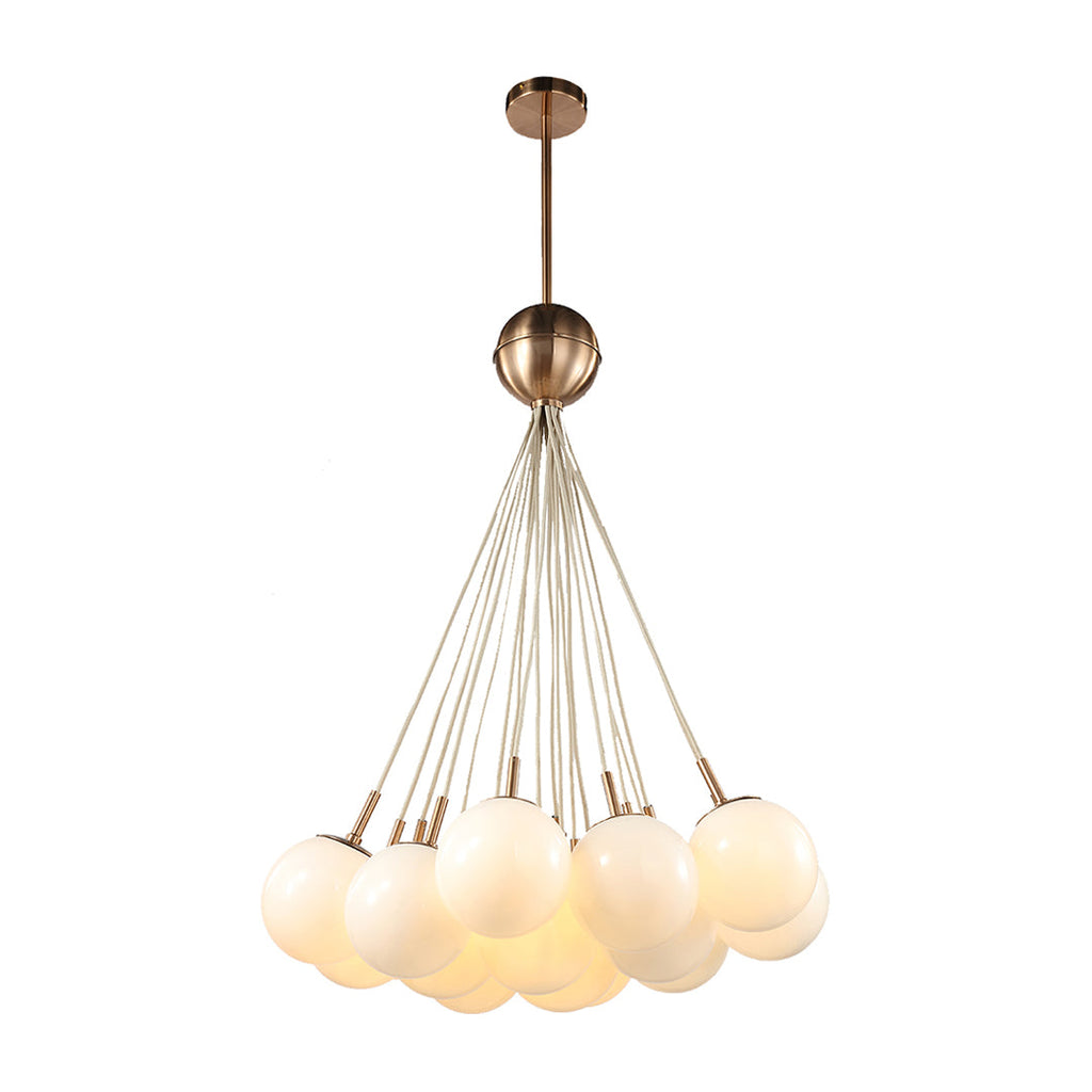 Bubble Glass Chandelier, Gold Metal and Clear Glass Globe Ceiling Light for Dining Room