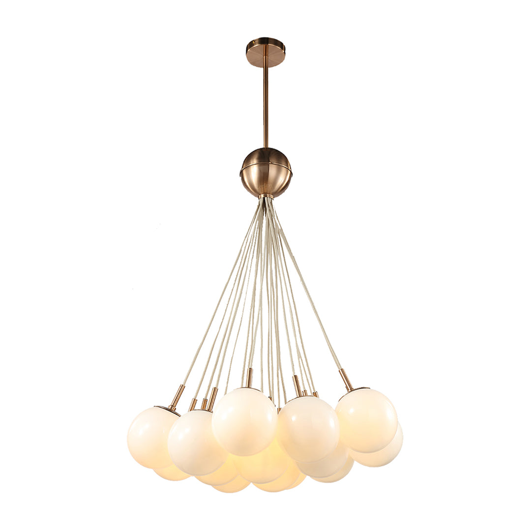 Bubble Glass Chandelier, Gold Metal and Clear Glass Globe Ceiling Light for Dining Room
