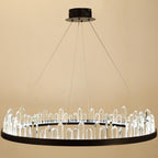 Black metal crystal ring chandelier, third product view