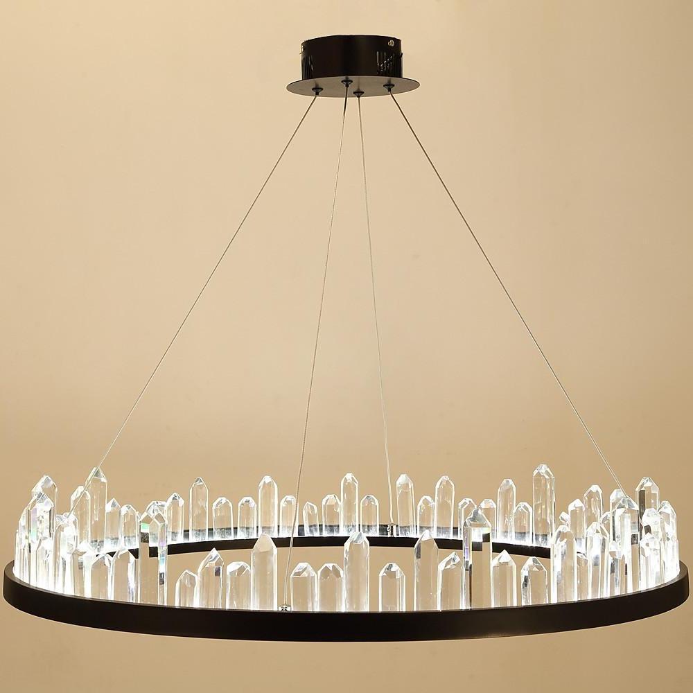 Black metal crystal ring chandelier, third product view
