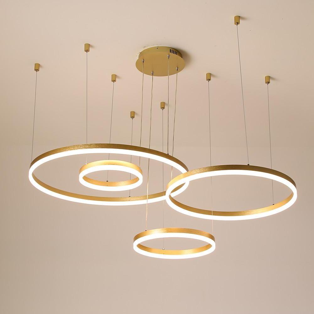 Large aluminium LED circle ring chandelier, third product view