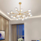 Gold metal and glass lantern chandelier, fourth product view