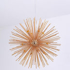 Electroplated globe pendant shown in a side product view