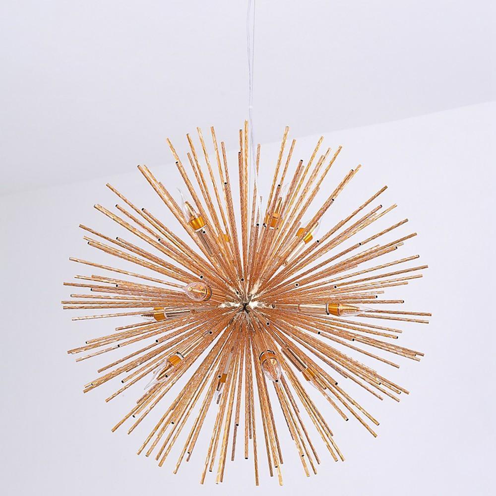 Electroplated globe pendant shown in a side product view