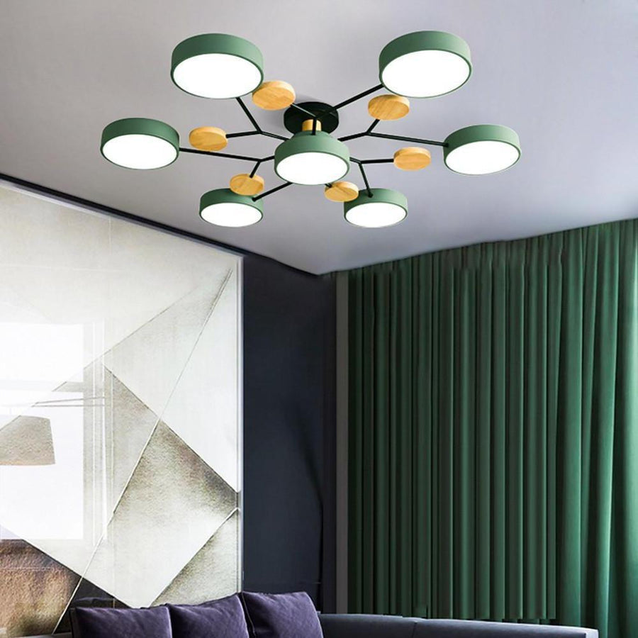 Sputnik Ceiling Light, Nordic Metal Artistic LED Chandelier for Kids Rooms and Nurseries, Flower-Form Design in Three Colors