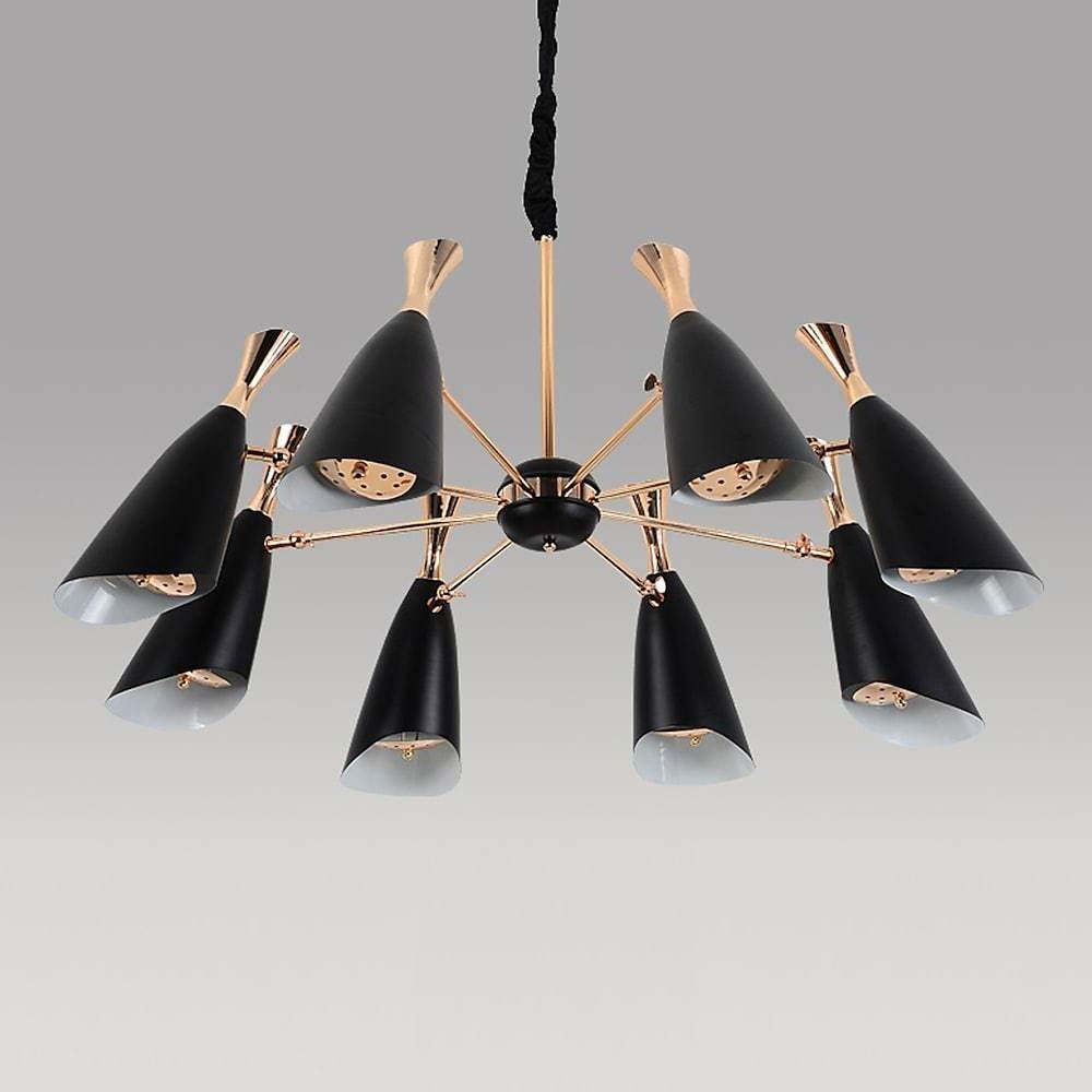 Electroplated metal eight-light Nordic chandelier, third view