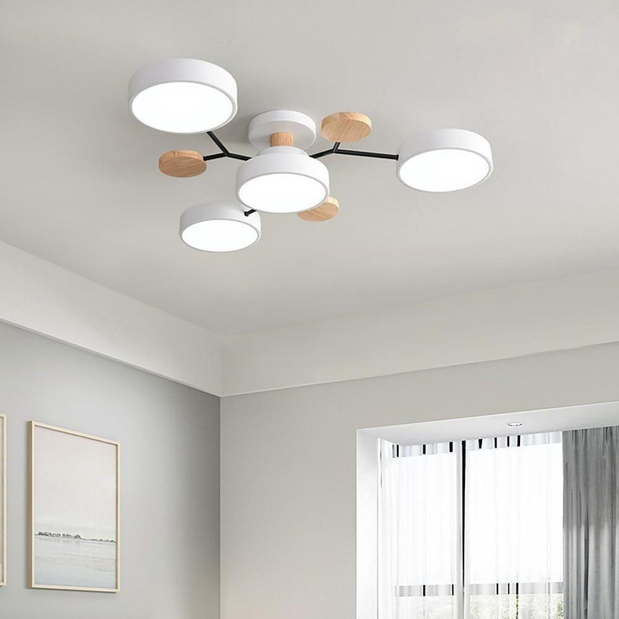 Sputnik Ceiling Light, Nordic Metal Artistic LED Chandelier for Kids Rooms and Nurseries, Flower-Form Design in Three Colors