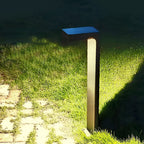 L-shaped solar path light giving soft light on a grassy area
