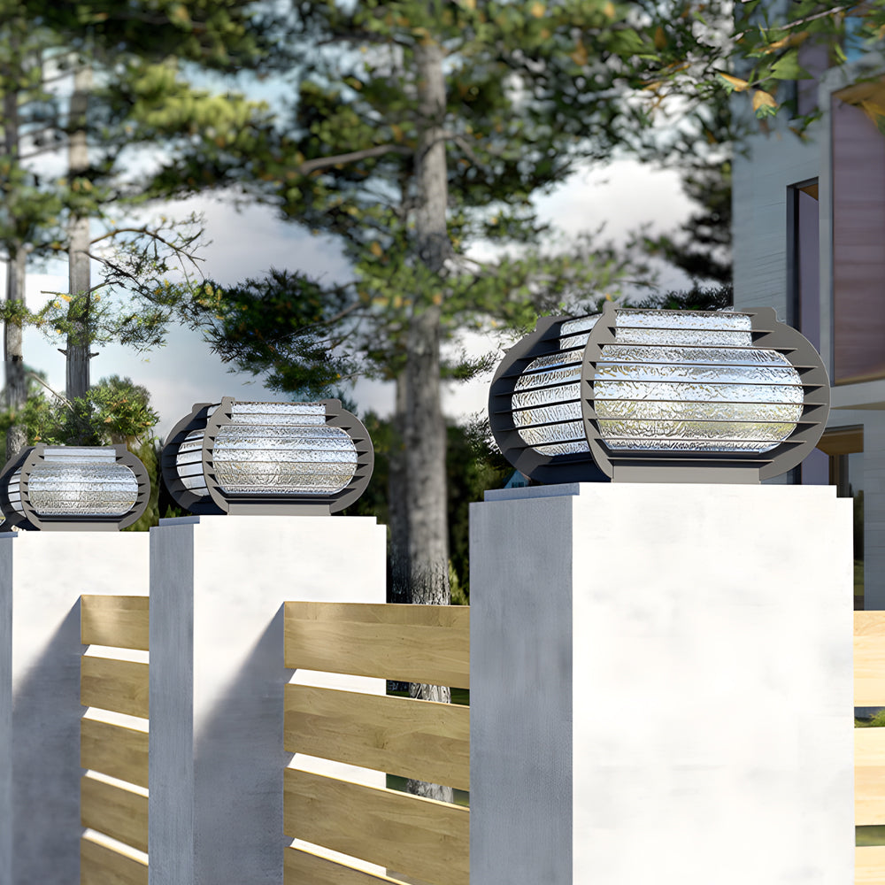 Lantern Pillar Light, Stainless Steel Grille LED Post Cap Lamp for Garden Pillars and Gateposts, Solar or Hardwired IP65 Rated