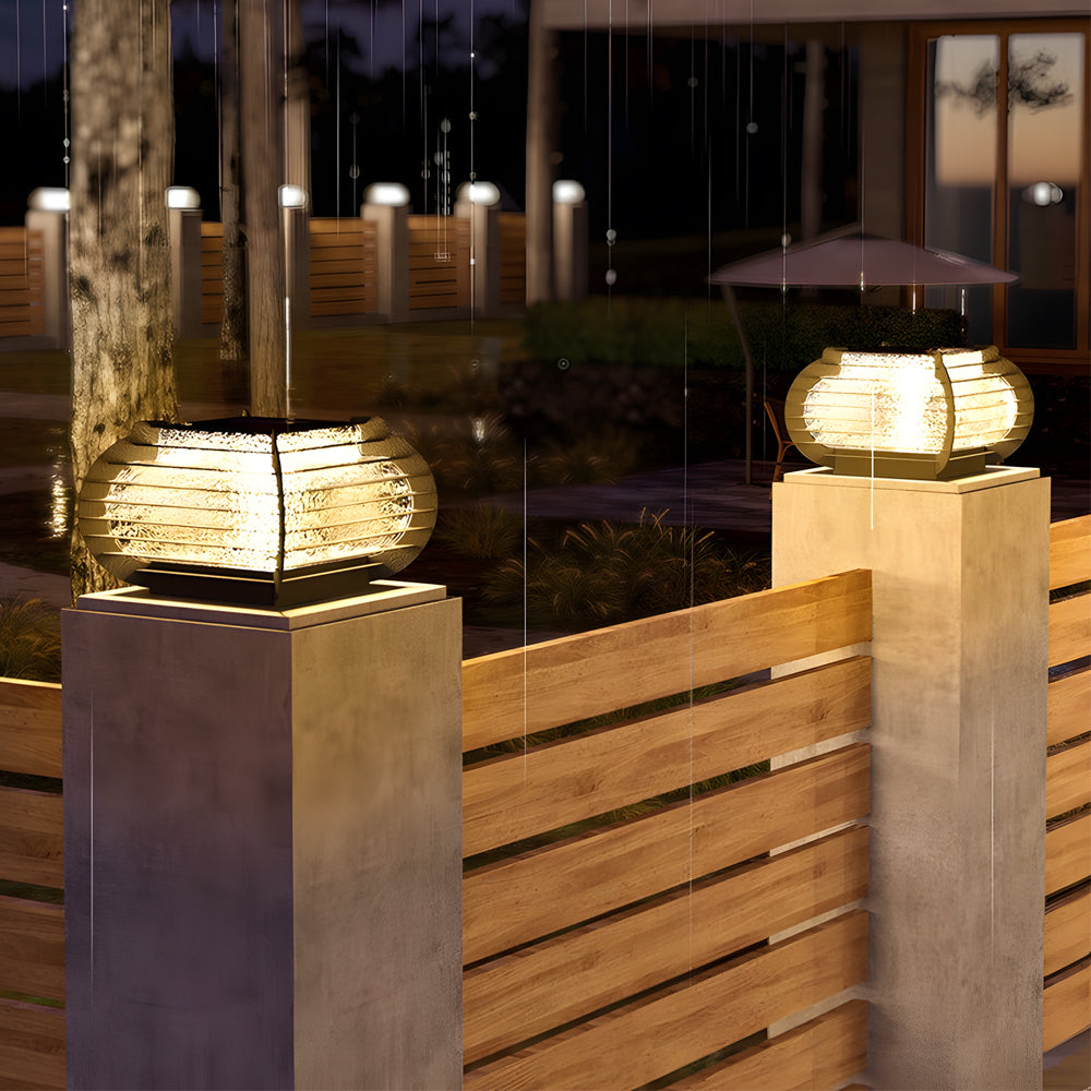 Lantern Pillar Light, Stainless Steel Grille LED Post Cap Lamp for Garden Pillars and Gateposts, Solar or Hardwired IP65 Rated