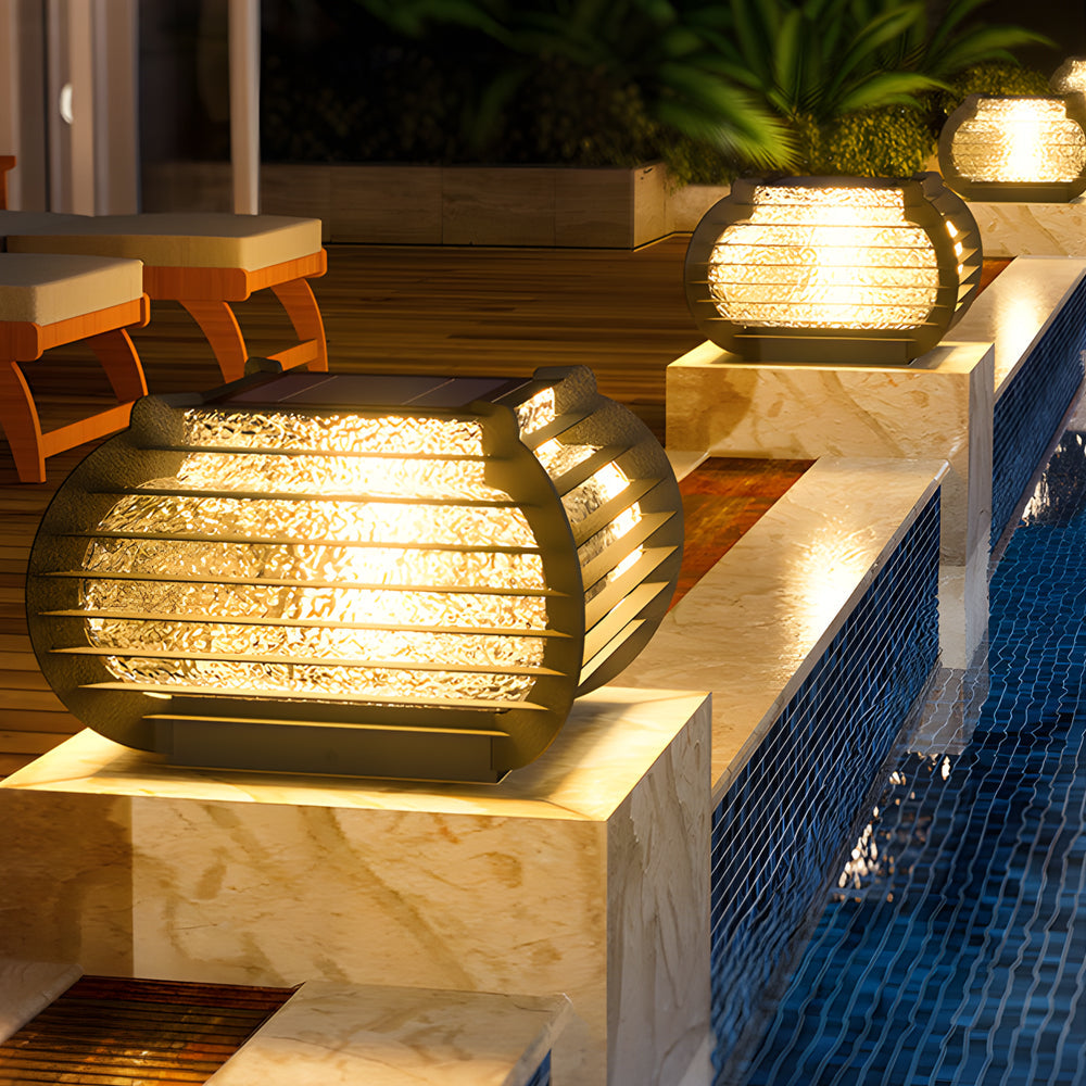 Lantern Pillar Light, Stainless Steel Grille LED Post Cap Lamp for Garden Pillars and Gateposts, Solar or Hardwired IP65 Rated