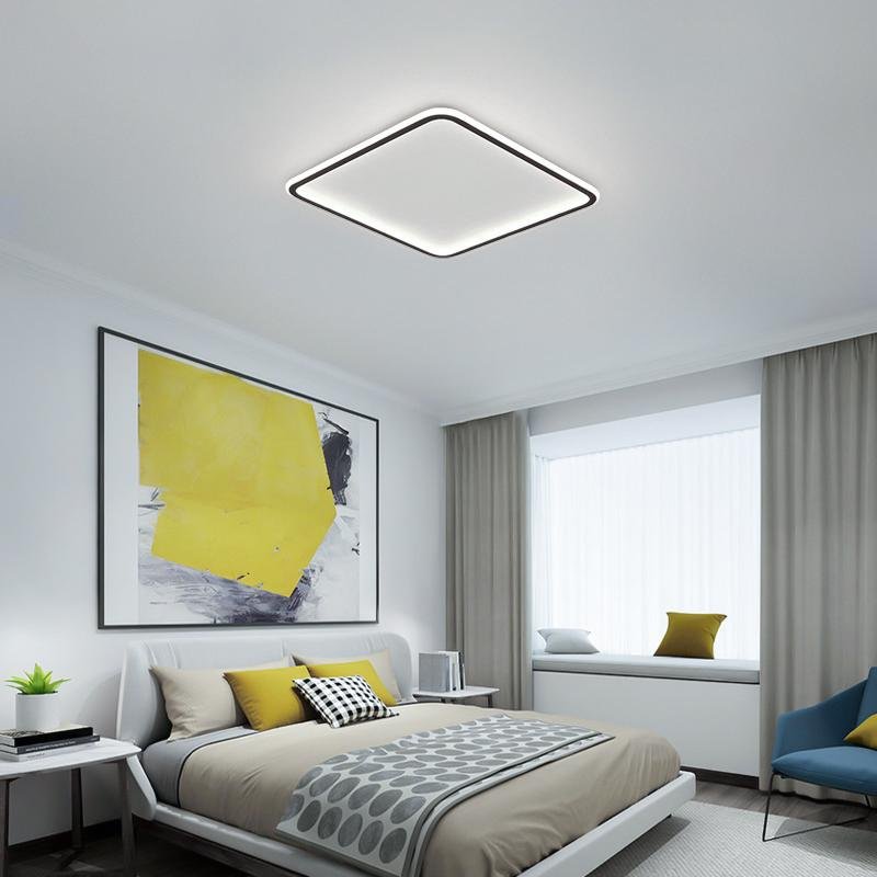 Square LED Ceiling Light, Industrial Recessed Aluminum Frame Fixture for Living Rooms and Bedrooms, 100W Centerless Light Band