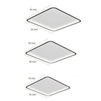 Diagram showing the size options for the square ceiling light
