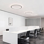 LED circle ceiling light in a modern office space