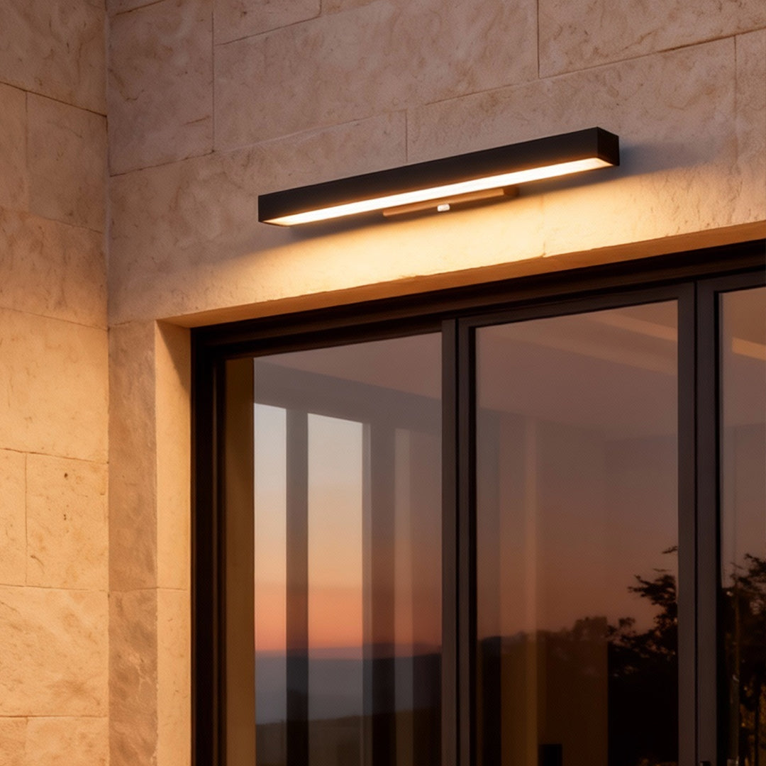 Rectangular LED Wall Light, Stainless Steel Linear Outdoor Lamp for Entryways and Garage Walls, Motion Sensor Option in Three Lengths