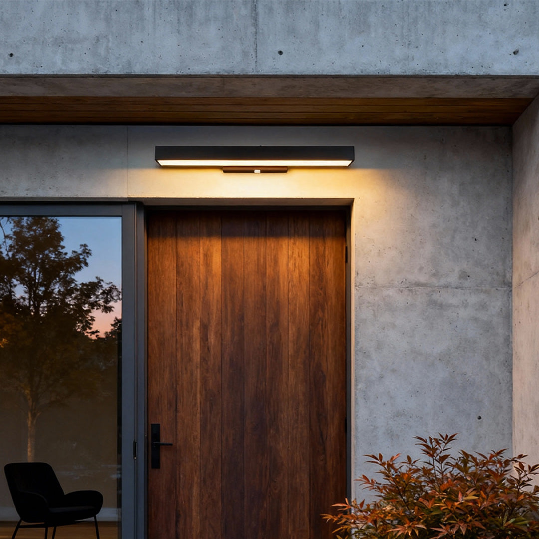 Rectangular LED Wall Light, Stainless Steel Linear Outdoor Lamp for Entryways and Garage Walls, Motion Sensor Option in Three Lengths