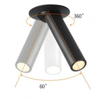 Diagram showing the spotlight's adjustable rotation and tilt angles