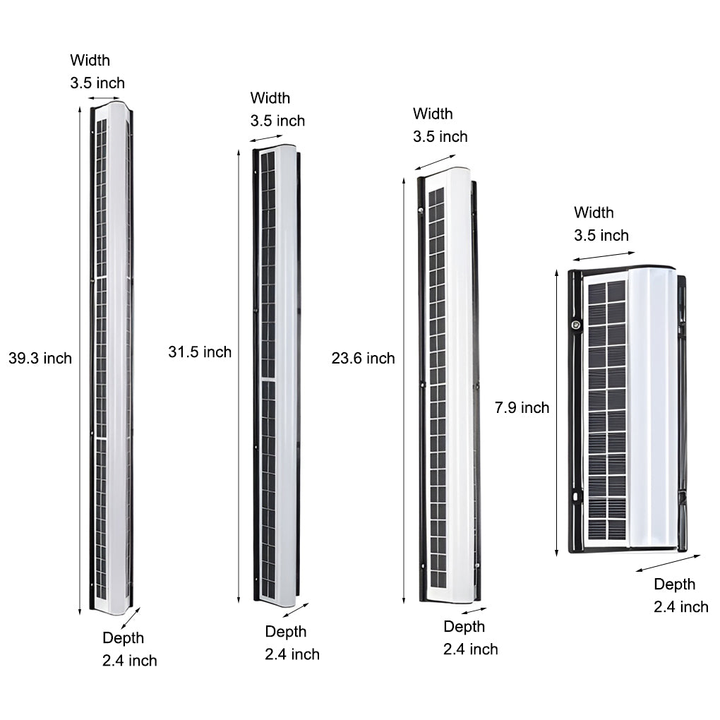 Solar LED Wall Light, Waterproof Minimalist Linear Outdoor Sconce for Facades and Fences, Four Heights with Dual Solar Panels