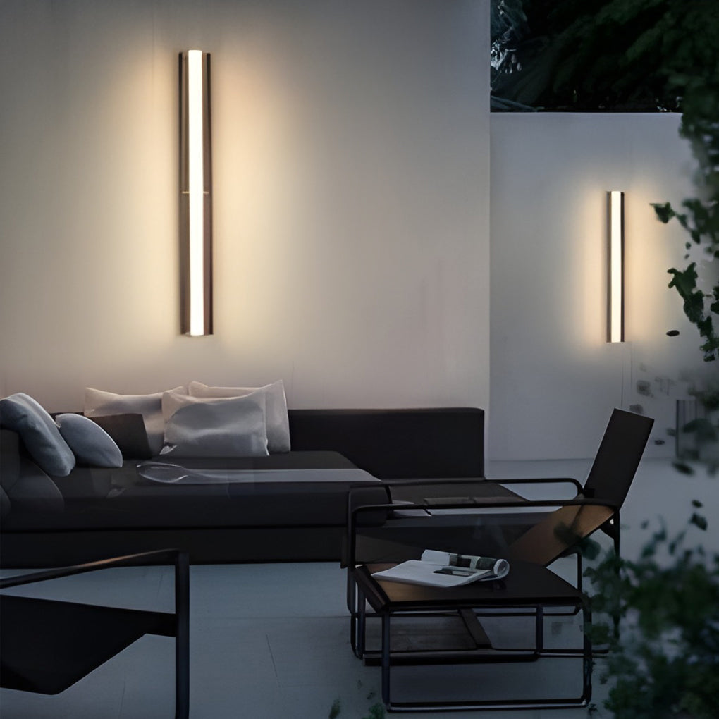 Solar LED Wall Light, Waterproof Minimalist Linear Outdoor Sconce for Facades and Fences, Four Heights with Dual Solar Panels