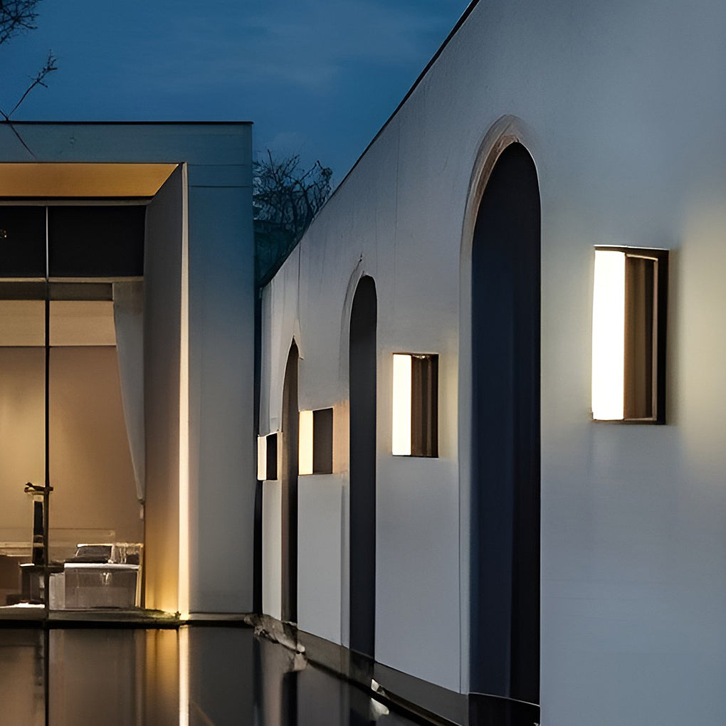 Solar LED Wall Light, Waterproof Minimalist Linear Outdoor Sconce for Facades and Fences, Four Heights with Dual Solar Panels