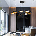 Black and gold light guide ring chandelier, main product view