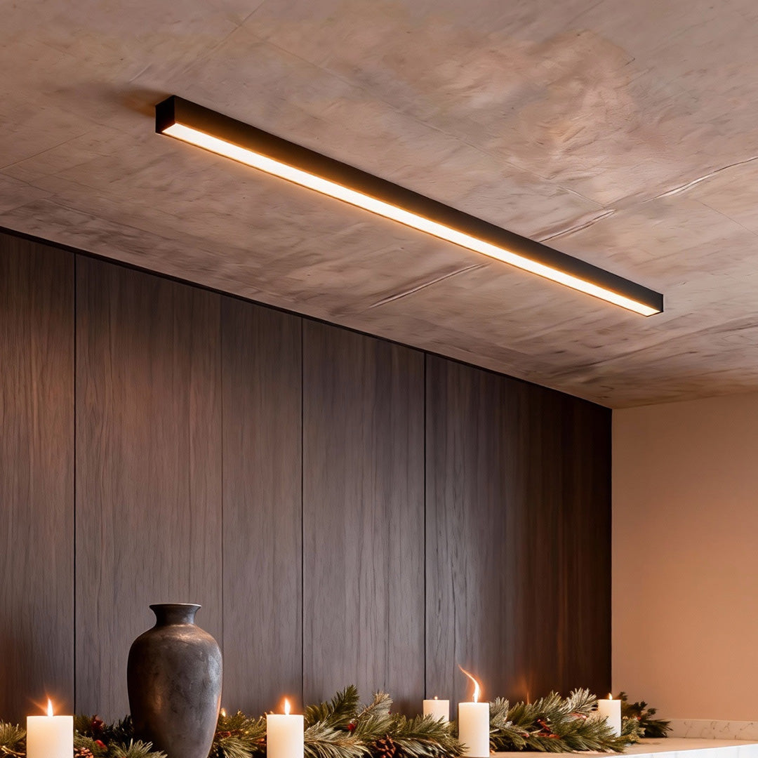 Linear LED Ceiling Light, Ultra-Thin Minimalist Aluminum Bar Fixture for Kitchens, Offices and Hallways, Five Lengths with Remote