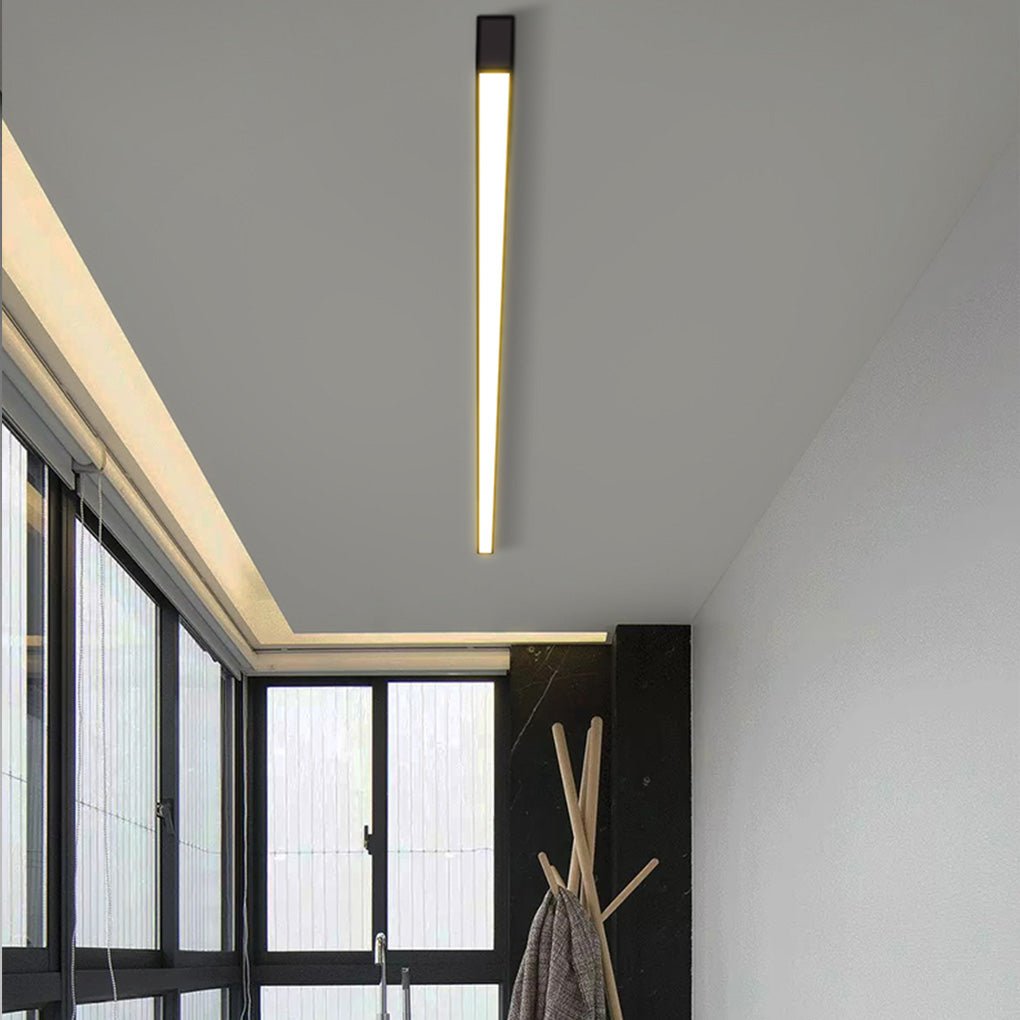 Linear LED Ceiling Light, Ultra-Thin Minimalist Aluminum Bar Fixture for Kitchens, Offices and Hallways, Five Lengths with Remote