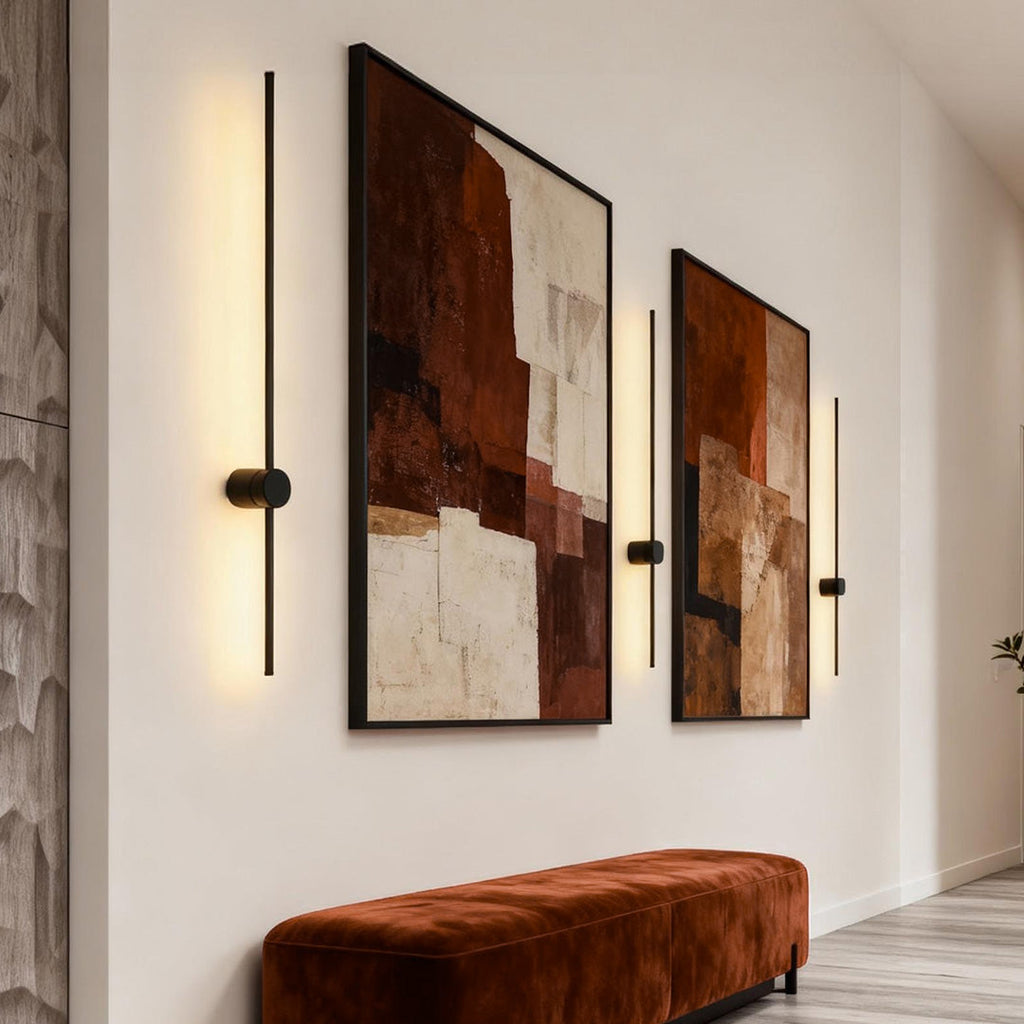 Ultra-Thin Linear LED Wall Light, Nordic Aluminum Sconce in Black or Gold for Bedrooms and Hallways, Five Lengths