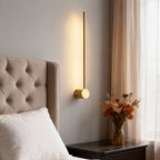 Ultra-thin linear wall light installed in a bedroom