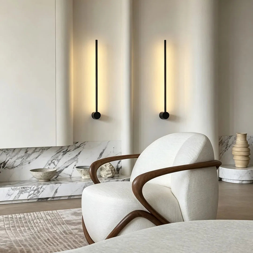Ultra-Thin Linear LED Wall Light, Nordic Aluminum Sconce in Black or Gold for Bedrooms and Hallways, Five Lengths