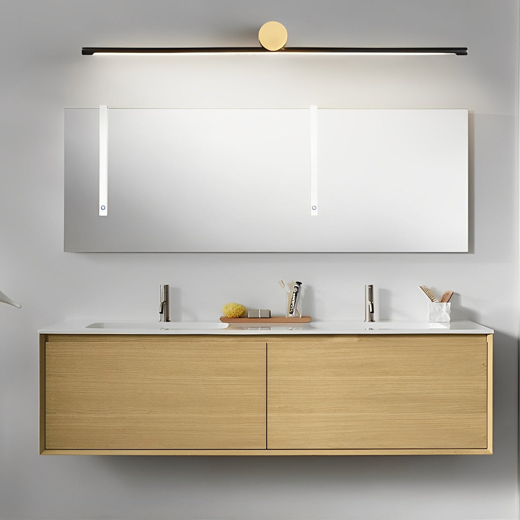 Linear Vanity Light Bar, Gold and Black Metal Bathroom Mirror Light with Three Color Temperatures, Four Lengths