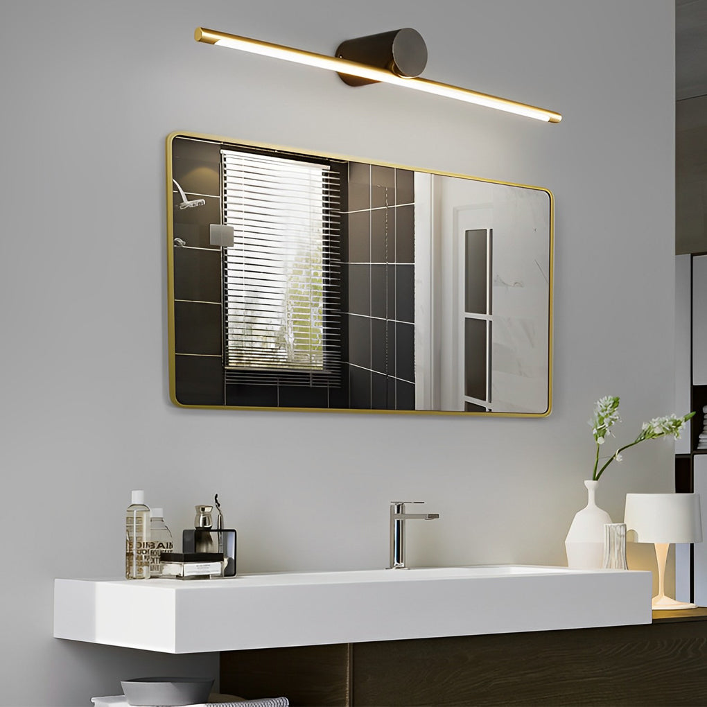 Linear Vanity Light Bar, Gold and Black Metal Bathroom Mirror Light with Three Color Temperatures, Four Lengths