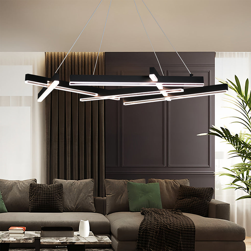Branch Chandelier, Matte Black Aluminum LED Ceiling Light for Dining Room, Dimmable