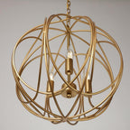 Brushed brass globe cage chandelier, second product view