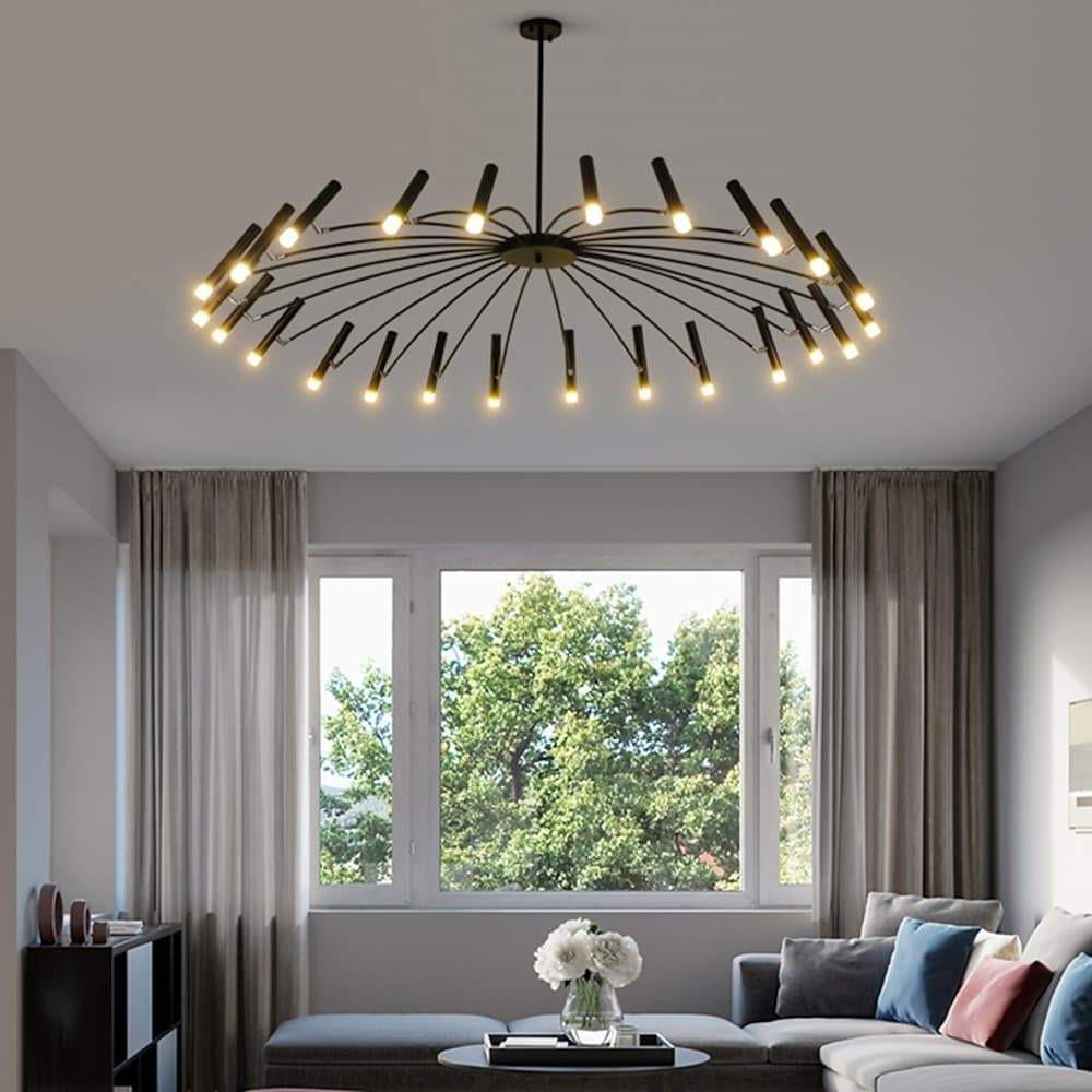 Black 24-light sputnik chandelier, second product view