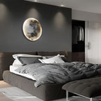 Round full moon wall lamp with lunar surface detail, sixth product view