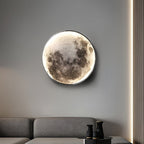 Round full moon wall lamp with lunar surface detail, fourth product view