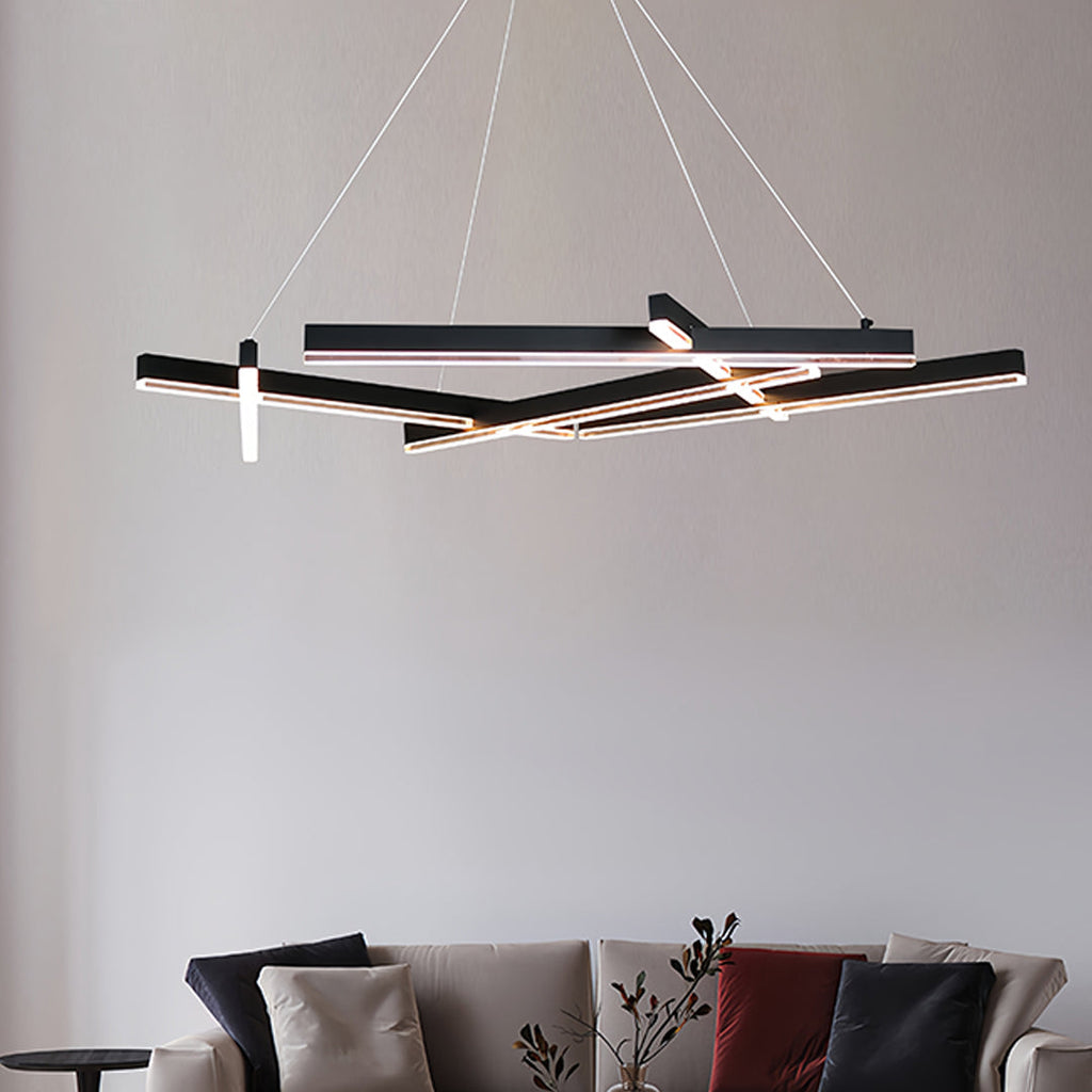 Branch Chandelier, Matte Black Aluminum LED Ceiling Light for Dining Room, Dimmable